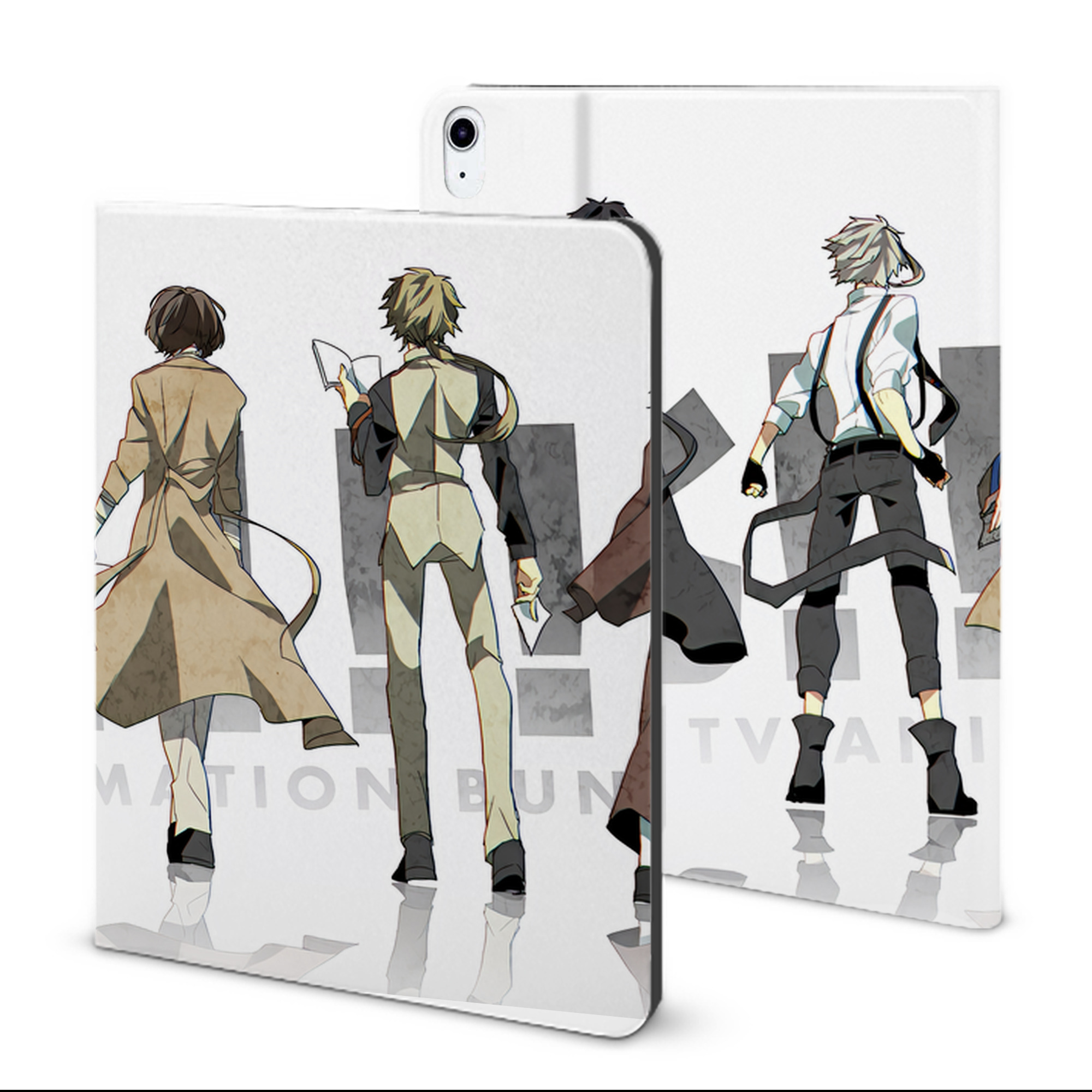（画像用） 文豪ストレイドッグス Bungo Stray Dogs IPad ケース ブック型 PUレザー TPU 耐衝撃 軽量 薄型 ペン収納なし 全面保護 IPad 各モデル対応